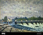 Molesey Weir at Hampton Court Morning 1874 by Alfred Sisley Stock Photo ...