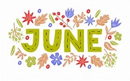 Premium Vector | June hand drawn lettering month name hand written ...