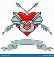 Heart in armor. stock vector. Illustration of cupid, banner - 84146360