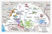 Map of Hungarian Kingdom, showing areas inhabited by ethnic Germans in ...