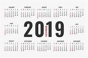 Descarga tu vector calendario 2019 para imprimir