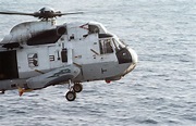 A right side view of an SH-3H Sea King helicopter in flight - NARA ...