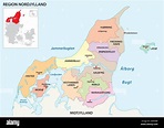 Mapa administrativo de vectores de la región Norte de Jutlandia ...