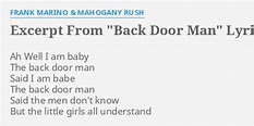 "EXCERPT FROM "BACK DOOR MAN"" LYRICS by FRANK MARINO & MAHOGANY RUSH ...