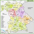 Administrative divisions map of Bavaria - Ontheworldmap.com