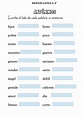 the spanish language worksheet is shown in blue and white, with words ...
