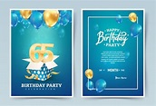 Cartão duplo de convite de feliz aniversário. celebração do aniversário ...