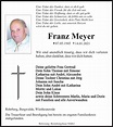 Traueranzeigen von Franz Meyer | trauer-in-thueringen.de