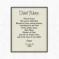 Hail Mary Prayer Print, 5x7 0r 8x10 Catholic Prayer, First Communion ...