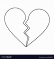 Love broken heart symbol black and white Vector Image