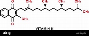 Fórmula química de la vitamina K. Estructura molecular química de la ...