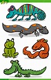 Conjunto de dibujos animados de reptiles y anfibios | Vector Premium