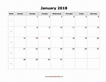 blank monthly calendar 2018 landscape