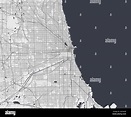 Mapa urbano de Chicago. Ilustración vectorial, cartel de arte de mapas ...