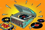pop music, vinyl records and gramophone | Custom-Designed Illustrations ...