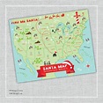 SANTA MAP. Family Personalized Santa Map. 8x10 Digital Download or 8x10 ...