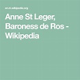 Anne St Leger, Baroness de Ros - Wikipedia | Leger, Baroness, Anne