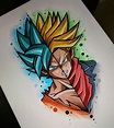 dibujo de Goku con colores - Búsqueda de Google | Dibujo de goku, Arte ...