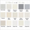 15 Shades of White | Shades of white, Paint shades, House color palettes