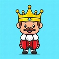 Caricatura de un rey con su corona | Vector Premium