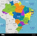 Mapa político de Brasil colorido con capas claramente etiquetadas y ...