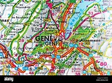 Geneve Genf map city map road map Stock Photo - Alamy