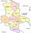 Land Sachsen-Anhalt - Landkreise - Stadt - Gemeinden - Karte