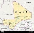 Mapa político de Malí Fotografía de stock - Alamy