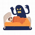 Premium Vector | Concept illustration of a child's fear of ghost ...