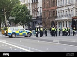 Police blockade in London for the Free Tommy protest Stock Photo - Alamy