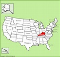 Kentucky location on the U.S. Map - Ontheworldmap.com