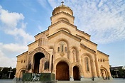 Big Orthodox Cathedral St. Trinity or Chirch Sameba in Tbilisi City in ...