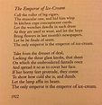 The Emperor of Ice-Cream by Wallace Stevens | Wallace stevens, Poems ...