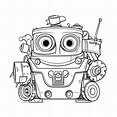 Dibujo De Un Robot Animado Wall E Para Colorear Boceto Vector PNG ...