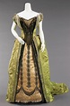 19th Century Women's Dress This dress is made of silk and metal The ...
