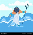 Cartoon greek god poseidon with trident ocean Vector Image
