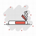 Cigarette icon in comic style. Smoke cartoon vector illustration on ...