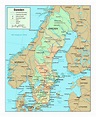 Mapa político y administrativo de Suecia con carreteras y grandes ...