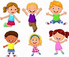 Desenhos animados crianças felizes — Vetor de Stock © tigatelu #44718695