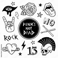 Punk icons collection. Vector illustration of grunge and rock music ...