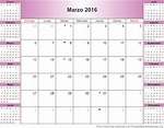 Marzo 2016 Calendario para Imprimir - Calendarios Para Imprimir