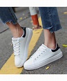 White black night time my time print lace up shoe sneaker | Womens ...