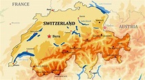 Mapa físico de Suiza