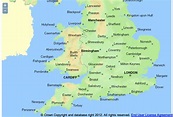 Map England Cities Towns