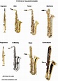 Saxophone (8 types, with the 4 more common ones shown on the top row ...