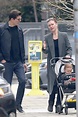 julia stiles takes her son for a stroll with a friend in brooklyn, new ...