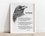 PRINTABLE the Raven Poem by Edgar Allan Poe Printable Raven - Etsy ...