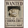 Buy ABYstyle - ONE PIECE - "Wanted Zoro new" (91.5x61) Online at ...
