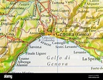 Mappa geografica del paese europeo Italia con la città di Genova Foto ...
