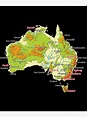 Póster «Australia mapa físico mapa topográfico de la costa de Australia ...